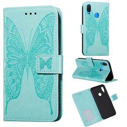 Intricate Embossing Vivid Butterfly Leather Wallet Case for Huawei Nova 3i - Green