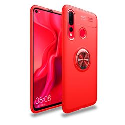 Auto Focus Invisible Ring Holder Soft Phone Case for Huawei nova 4 - Red