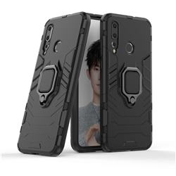 Black Panther Armor Metal Ring Grip Shockproof Dual Layer Rugged Hard Cover for Huawei nova 4 - Black