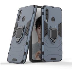 Black Panther Armor Metal Ring Grip Shockproof Dual Layer Rugged Hard Cover for Huawei nova 4 - Blue