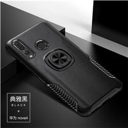 Knight Armor Anti Drop PC + Silicone Invisible Ring Holder Phone Cover for Huawei nova 4 - Black
