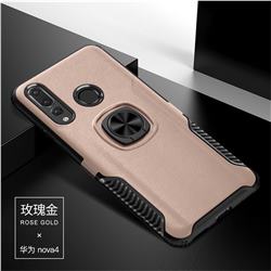 Knight Armor Anti Drop PC + Silicone Invisible Ring Holder Phone Cover for Huawei nova 4 - Rose Gold