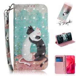 Black and White Cat 3D Painted Leather Wallet Phone Case for Huawei nova 4