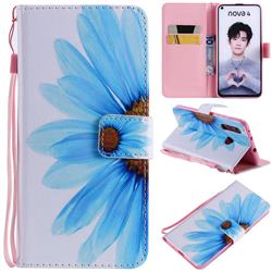 Blue Sunflower PU Leather Wallet Case for Huawei nova 4