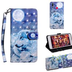 Moon Wolf 3D Painted Leather Wallet Case for Huawei nova 4