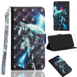 Snow Wolf 3D Painted Leather Wallet Case for Huawei nova 4