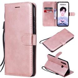 Retro Greek Classic Smooth PU Leather Wallet Phone Case for Huawei nova 4 - Rose Gold