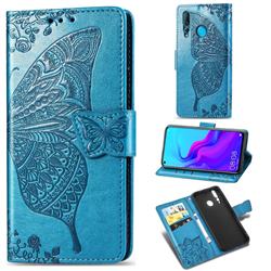 Embossing Mandala Flower Butterfly Leather Wallet Case for Huawei nova 4 - Blue