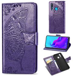 Embossing Mandala Flower Butterfly Leather Wallet Case for Huawei nova 4 - Dark Purple
