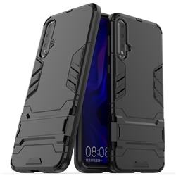 Armor Premium Tactical Grip Kickstand Shockproof Dual Layer Rugged Hard Cover for Huawei Nova 5 / Nova 5 Pro - Black