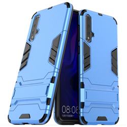 Armor Premium Tactical Grip Kickstand Shockproof Dual Layer Rugged Hard Cover for Huawei Nova 5 / Nova 5 Pro - Light Blue