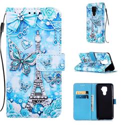 Tower Butterfly Matte Leather Wallet Phone Case for Huawei Nova 5 / Nova 5 Pro