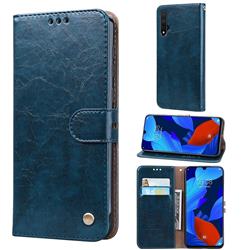 Luxury Retro Oil Wax PU Leather Wallet Phone Case for Huawei Nova 5 / Nova 5 Pro - Sapphire
