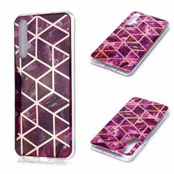 Purple Rhombus Galvanized Rose Gold Marble Phone Back Cover for Huawei nova 5T