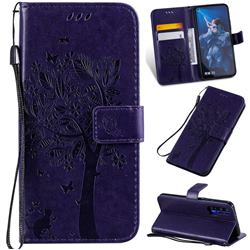 Embossing Butterfly Tree Leather Wallet Case for Huawei nova 5T - Purple