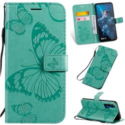 Embossing 3D Butterfly Leather Wallet Case for Huawei nova 5T - Green