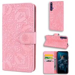 Retro Embossing Mandala Flower Leather Wallet Case for Huawei nova 5T - Pink