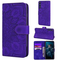 Retro Embossing Mandala Flower Leather Wallet Case for Huawei nova 5T - Purple