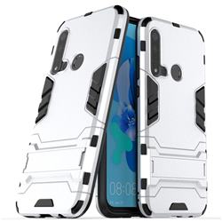 Armor Premium Tactical Grip Kickstand Shockproof Dual Layer Rugged Hard Cover for Huawei nova 5i - Silver