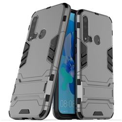 Armor Premium Tactical Grip Kickstand Shockproof Dual Layer Rugged Hard Cover for Huawei nova 5i - Gray
