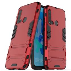 Armor Premium Tactical Grip Kickstand Shockproof Dual Layer Rugged Hard Cover for Huawei nova 5i - Wine Red