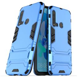 Armor Premium Tactical Grip Kickstand Shockproof Dual Layer Rugged Hard Cover for Huawei nova 5i - Light Blue