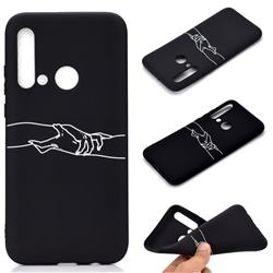 Handshake Chalk Drawing Matte Black TPU Phone Cover for Huawei nova 5i