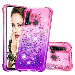 Rainbow Gradient Liquid Glitter Quicksand Sequins Phone Case for Huawei nova 5i - Pink Purple