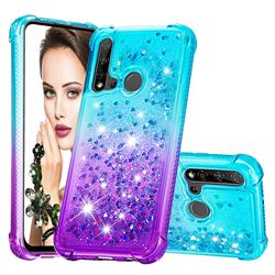 Rainbow Gradient Liquid Glitter Quicksand Sequins Phone Case for Huawei nova 5i - Blue Purple