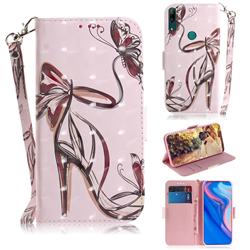 Butterfly High Heels 3D Painted Leather Wallet Phone Case for Huawei nova 5i