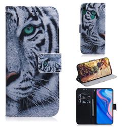 White Tiger PU Leather Wallet Case for Huawei nova 5i
