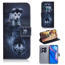 Wolf and Dog PU Leather Wallet Case for Huawei nova 5i