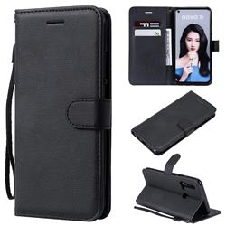 Retro Greek Classic Smooth PU Leather Wallet Phone Case for Huawei nova 5i - Black