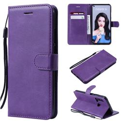 Retro Greek Classic Smooth PU Leather Wallet Phone Case for Huawei nova 5i - Purple