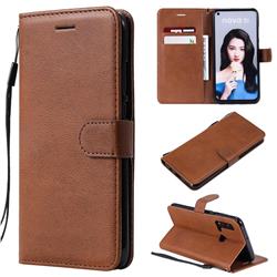 Retro Greek Classic Smooth PU Leather Wallet Phone Case for Huawei nova 5i - Brown