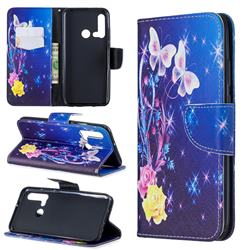 Yellow Flower Butterfly Leather Wallet Case for Huawei nova 5i