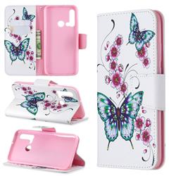 Peach Butterflies Leather Wallet Case for Huawei nova 5i