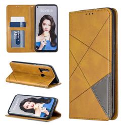Prismatic Slim Magnetic Sucking Stitching Wallet Flip Cover for Huawei nova 5i - Yellow