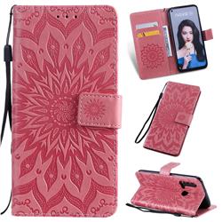 Embossing Sunflower Leather Wallet Case for Huawei nova 5i - Pink