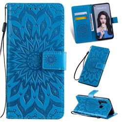 Embossing Sunflower Leather Wallet Case for Huawei nova 5i - Blue