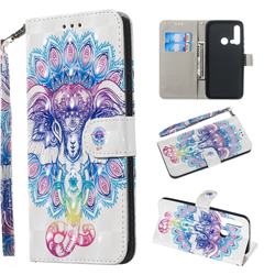Colorful Elephant 3D Painted Leather Wallet Phone Case for Huawei nova 5i