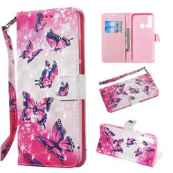Pink Butterfly 3D Painted Leather Wallet Phone Case for Huawei nova 5i