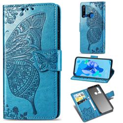 Embossing Mandala Flower Butterfly Leather Wallet Case for Huawei nova 5i - Blue