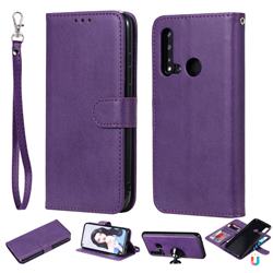 Retro Greek Detachable Magnetic PU Leather Wallet Phone Case for Huawei nova 5i - Purple