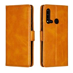 Retro Classic Calf Pattern Leather Wallet Phone Case for Huawei nova 5i - Yellow