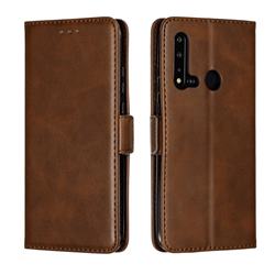Retro Classic Calf Pattern Leather Wallet Phone Case for Huawei nova 5i - Brown