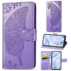 Embossing Mandala Flower Butterfly Leather Wallet Case for Huawei nova 6 - Light Purple