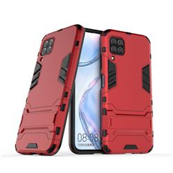 Armor Premium Tactical Grip Kickstand Shockproof Dual Layer Rugged Hard Cover for Huawei nova 6 SE - Wine Red