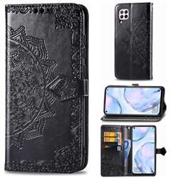 Embossing Imprint Mandala Flower Leather Wallet Case for Huawei nova 6 SE - Black