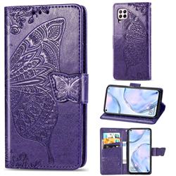 Embossing Mandala Flower Butterfly Leather Wallet Case for Huawei nova 6 SE - Dark Purple